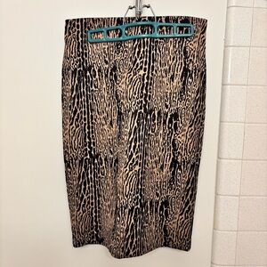 Carmen Marc Valvo Animal Print Pencil Skirt Size Medium Bodycon Office Mobwife